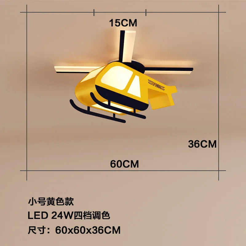 Afralia™ Cartoon Helicopter Ceiling Fan Light for Children's Room