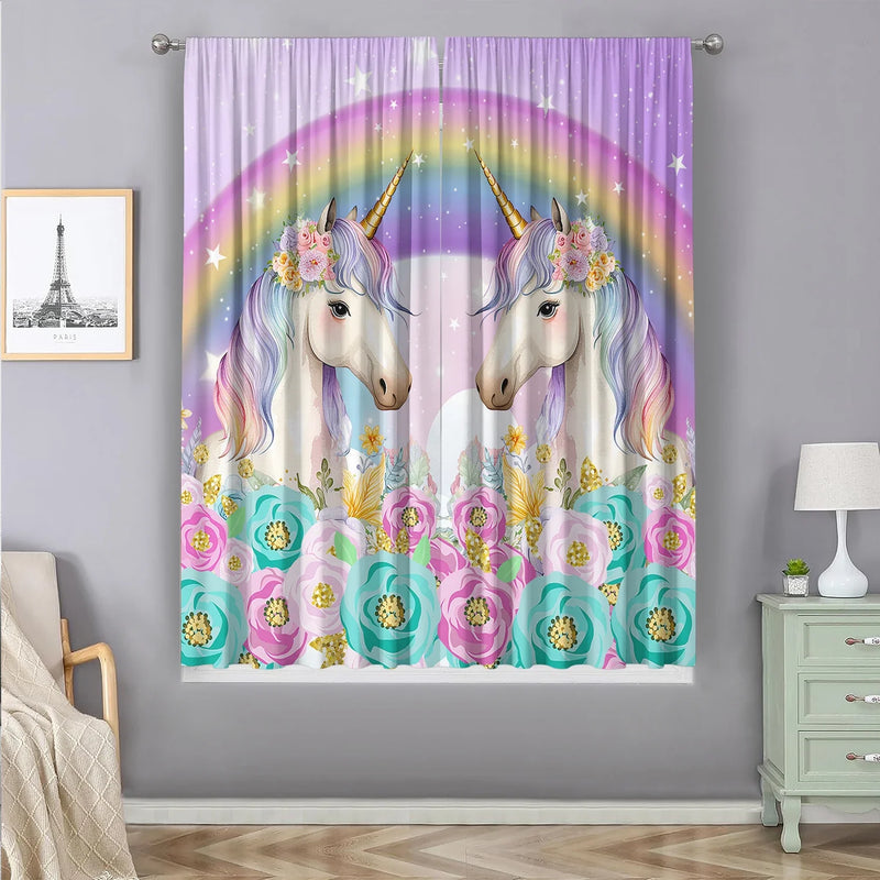 Afralia™ Unicorn Curtains for Home Decoration in Kitchen, Living Room, or Garden