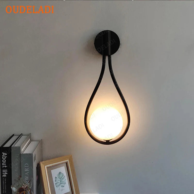 Afralia™ Brass Glass Ball Wall Light Minimalist Living Room Decor Lighting Fixtures