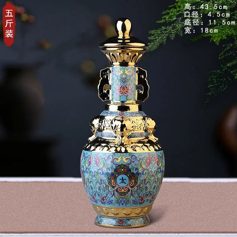 Afralia™ Jingdezhen Ceramic Wine Bottle 5kg High-Grade Sealed Set White Wine Jar