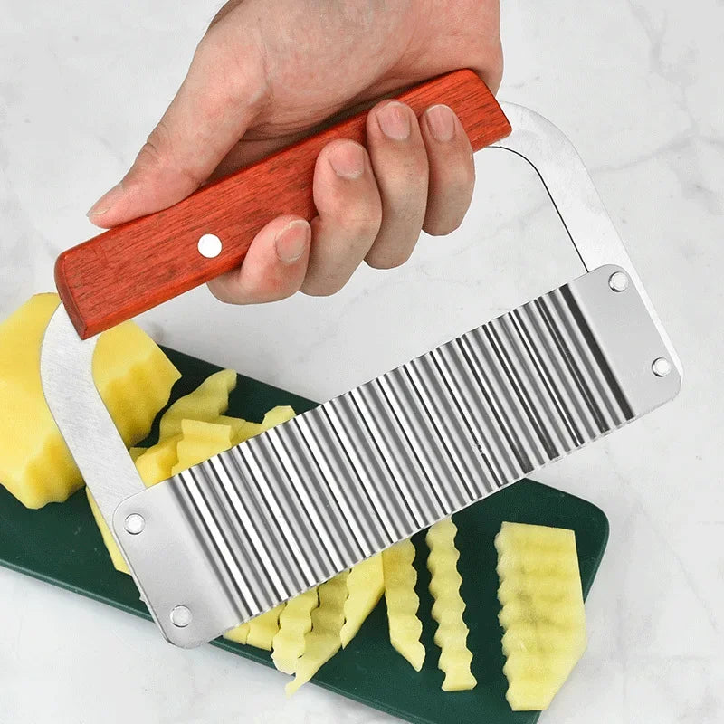Afralia™ Stainless Steel Wavy Cutter for Crinkle Cut Fries and Veggie Slicing