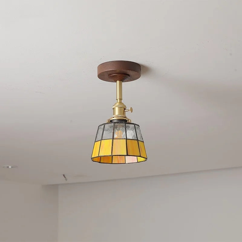 Afralia™ Glass Wood LED Ceiling Light Nordic Design for Living Room & Corridor