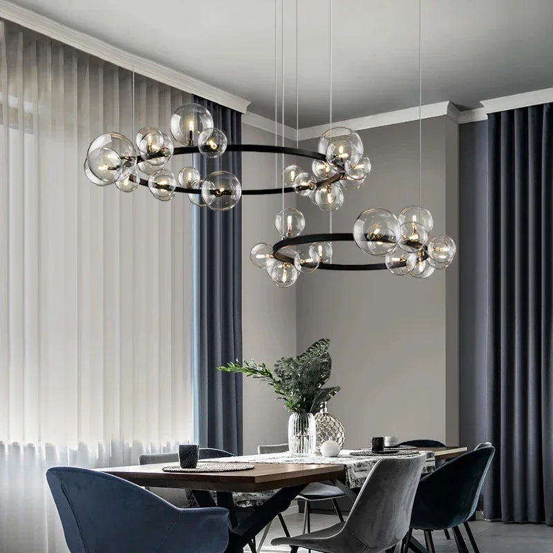 Afralia™ Clear Glass LED Chandelier: Modern Nordic Hall Parlor Lighting Fixture