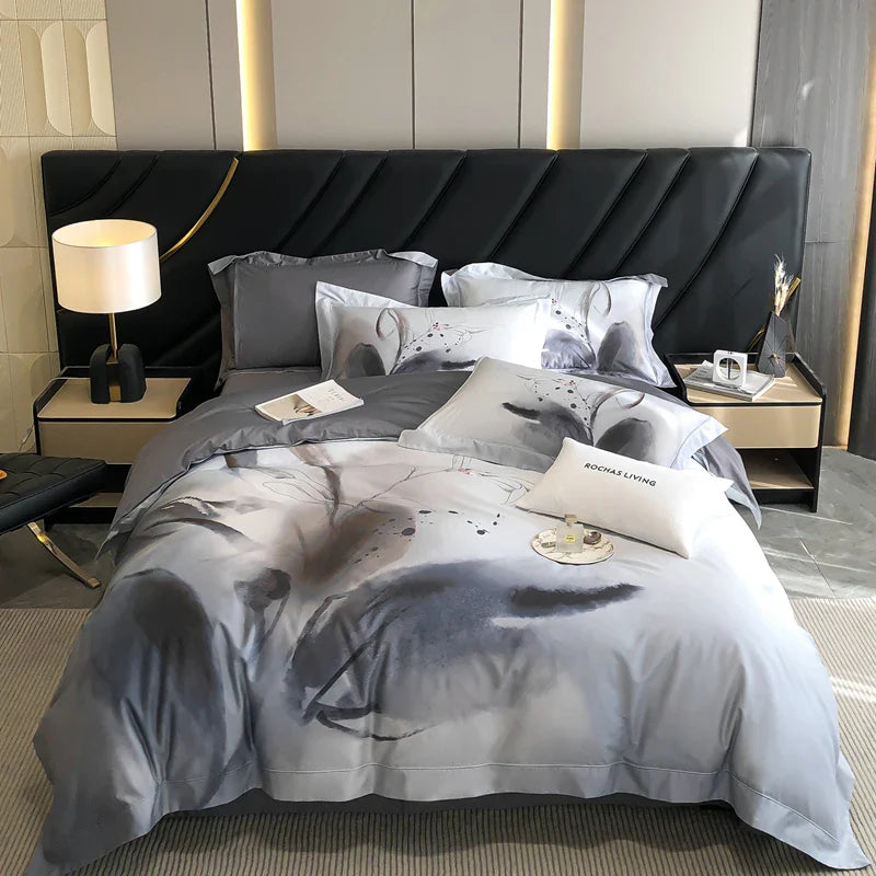Afralia™ Egyptian Cotton Flower Bedding Set, Luxury 1000TC Duvet Cover, Sheets, Pillowcases