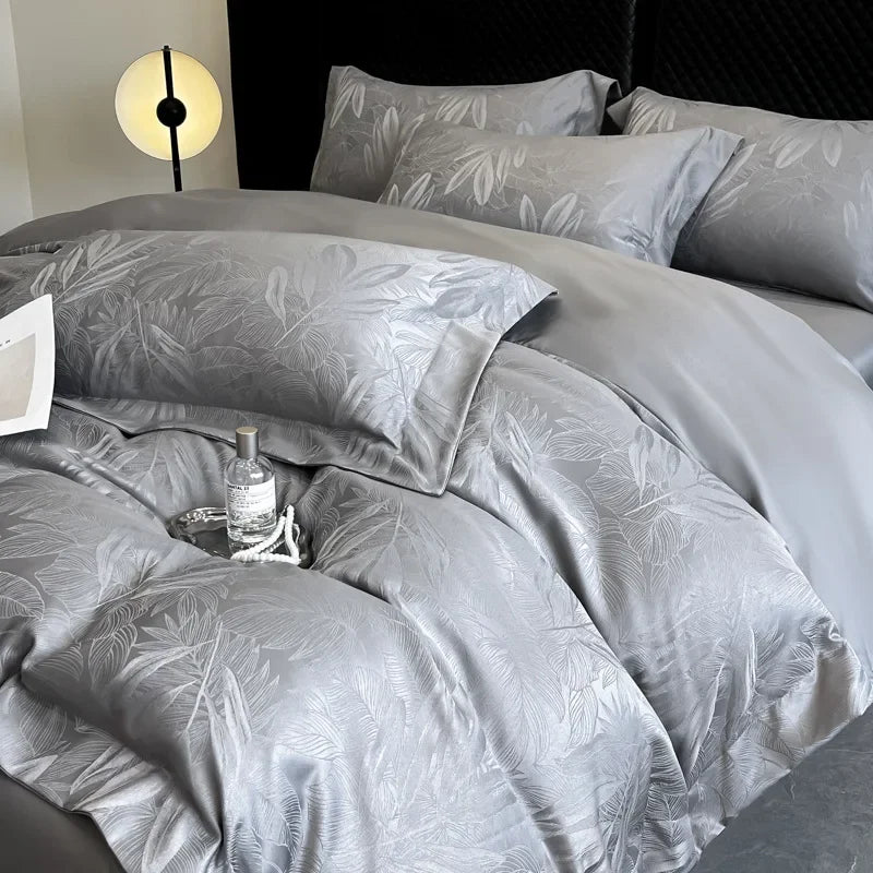 Afralia™ Silk Jacquard Bedding Sets - Luxury Comforter Cover for Double Bed