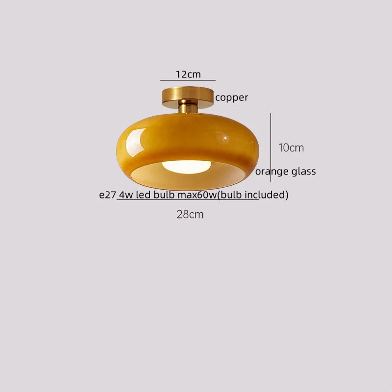 Afralia™ Glass LED Ceiling Lamp Copper Walnut Modern Living Room Lighting Fixtures