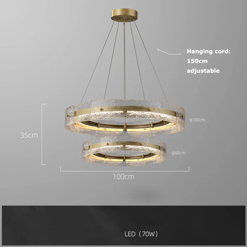 Afralia™ Glass Stainless Steel LED Chandelier Light for Dining Room