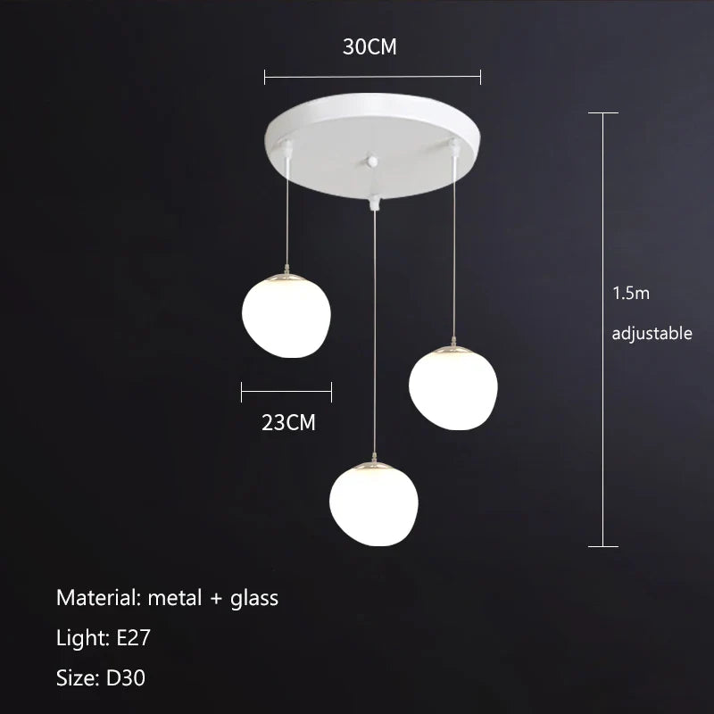 Afralia™ Nordic Glass Lampshade LED Ceiling Chandelier for Home Decoration