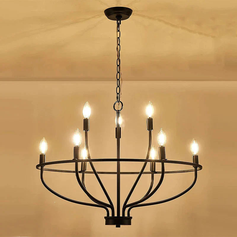 Afralia™ Retro Iron Chandelier: American Farmhouse Circular Branch Pendant Lamp for Dining & Living Room