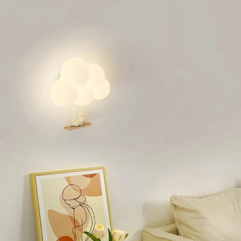 Afralia™ Kids Room LED Animal Wall Lamps - Monkey Rabbit Cloud Design