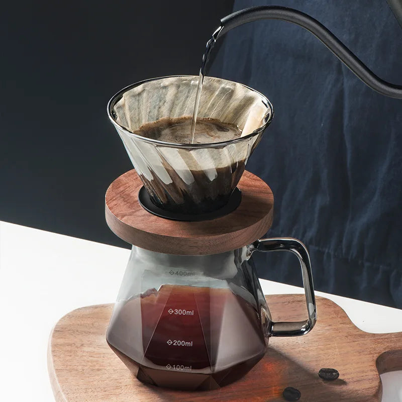 Afralia™ Diamond Glass Coffee Carafe with Reusable Filter Cup