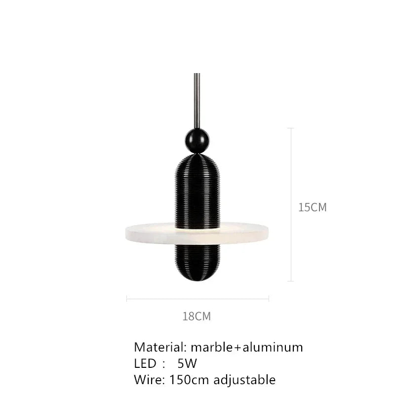 Afralia™ Marble LED Pendant Lights: Gold Black Aluminum, Adjustable Cord, Dinging Room, Bedside Hang Lamp