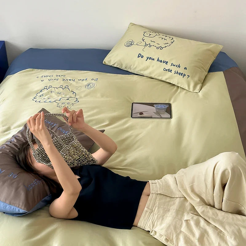 Luxury Embroidered Cotton King Size Bedding Set by Afralia™