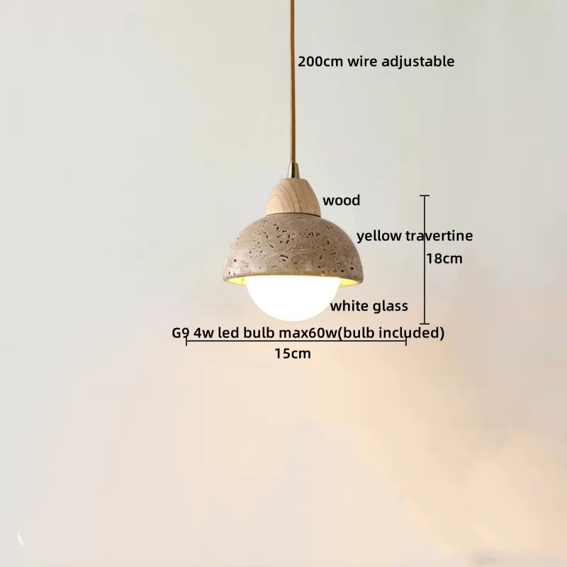 Afralia™ Travertine LED Pendant Lights: Natural Stone Creative Design for Living Room & Bedroom