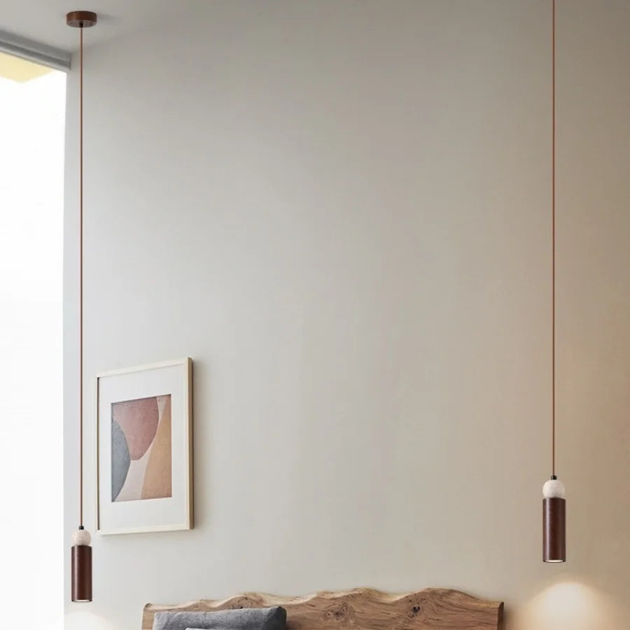 Afralia™ Iron LED Pendant Light Fixture for Home Living Room, Restaurant Yellow Travertine Ball Hang Lamp