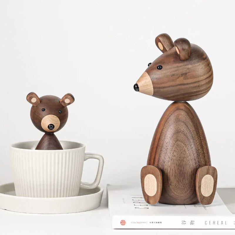 Afralia™ Wooden Bear & Squirrel Family Figurines - High Quality Nordic Design