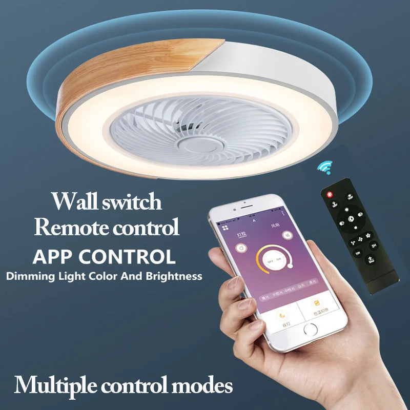 Afralia™ LED Ceiling Fan Light Dimmable App/Remote Control for Home Decor