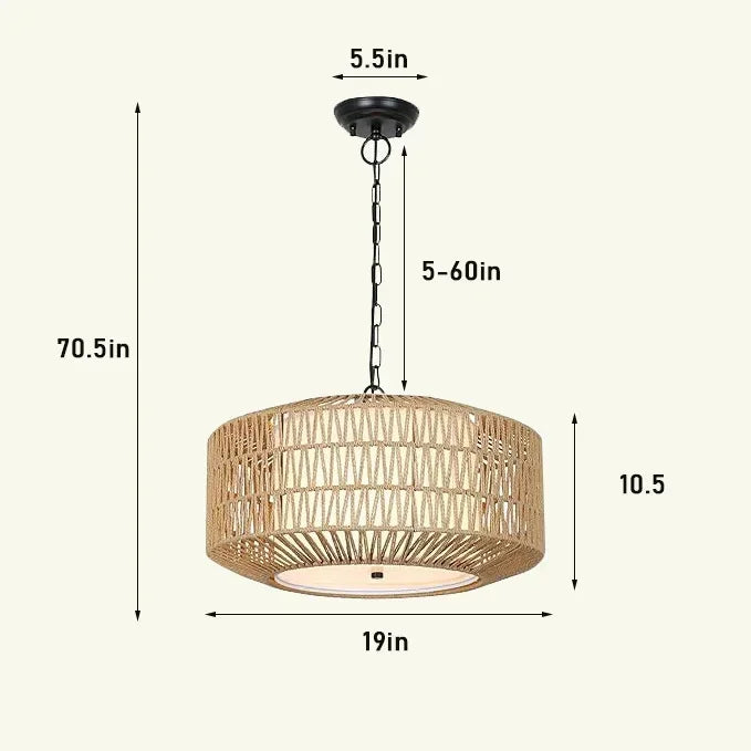 Afralia™ Chinese Style Outdoor Rattan Weaving Pendant Lights for Courtyard and Garden