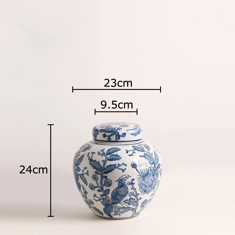 Afralia™ Blue White Porcelain Vase Plant Pots Room Decor Flowers Arrangement