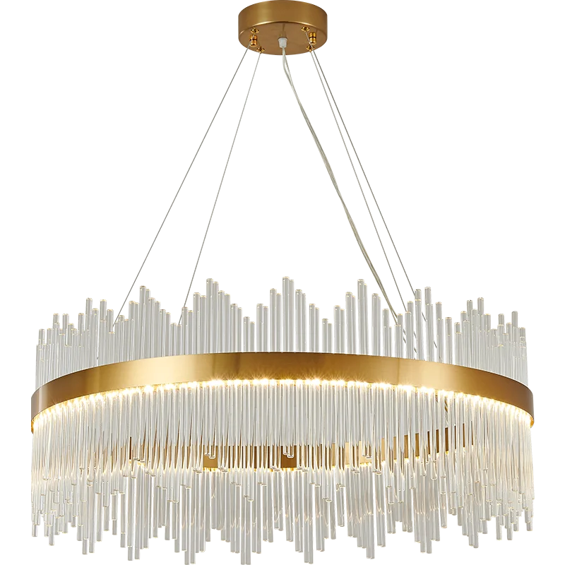 Afralia™ Crystal Rod Round Chandelier: Modern Nordic Light for Living Room, Bedroom, Dining Room, Kitchen