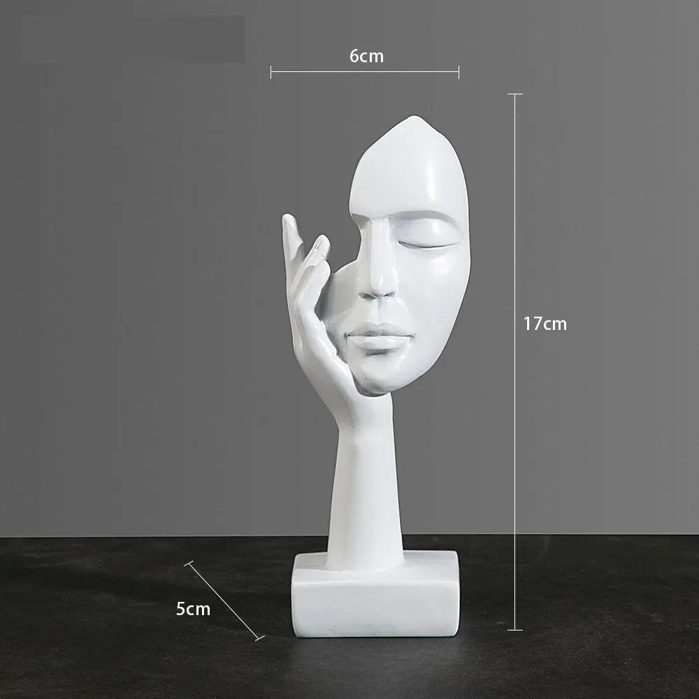 Afralia™ Resin Abstract Mask Statues Mini Figurines for Home Office Decor