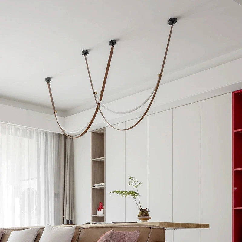 Afralia™ Leather Chandelier: Minimalist Nordic LED Pendant Lamp for Living Room, Dining Room & Bedroom