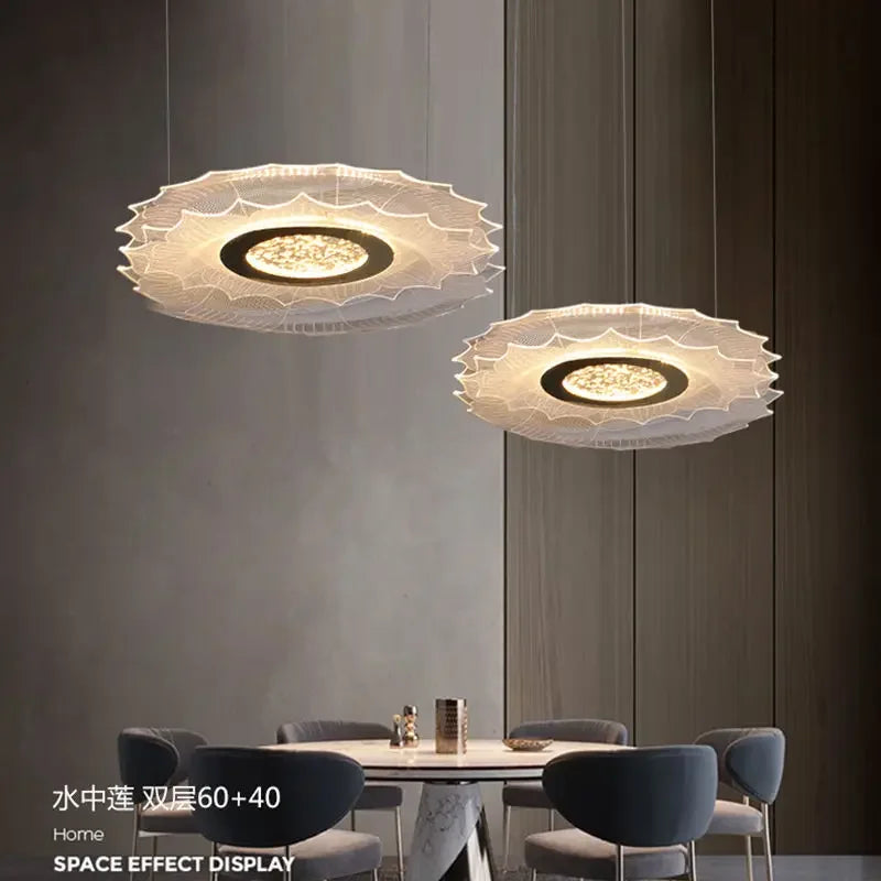 Afralia™ Modern Lotus Flower LED Pendant Lights for Creative Living Room Decor