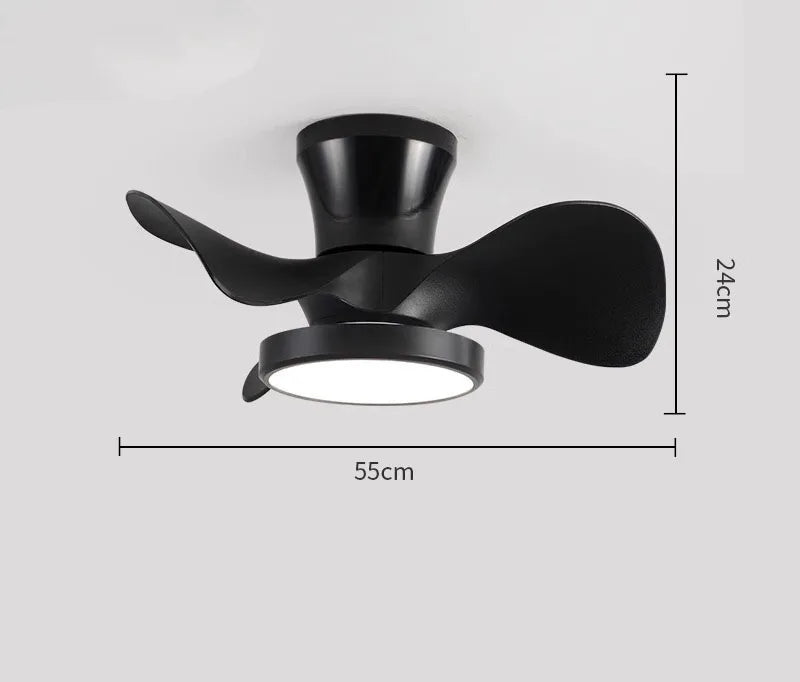 Afralia™ 22" Children Room LED Ceiling Fan Light Remote Control Small Fan Lamp