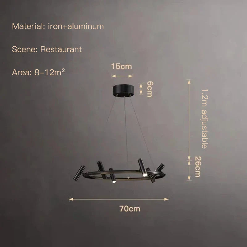 Afralia™ Black LED Spot Chandelier: Modern Minimalist Rotatable Hanging Lamp for Home Decor