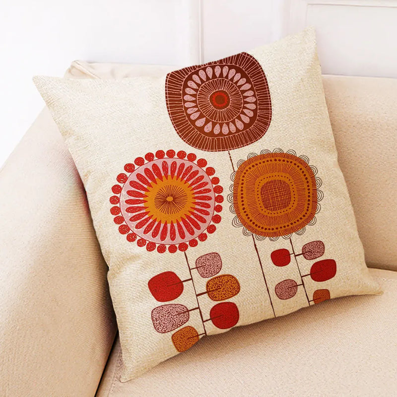 Afralia™ Abstract Tree Flower Pattern Pillow Cover for Home Decor