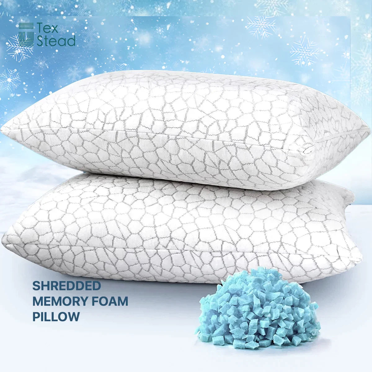 Afralia™ Cooling Shredded Sponge Memory Foam Pillow - Medium Firm Support