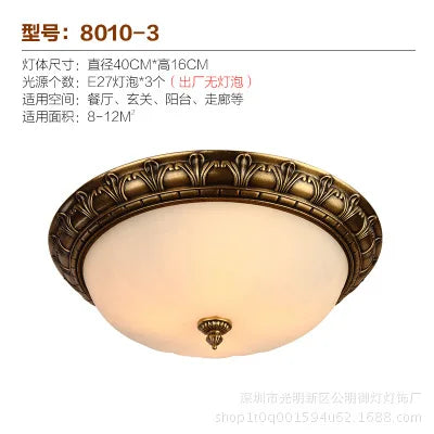 Afralia™ Classic Vintage Copper Ceiling Lamp with Round Glass Lampshade