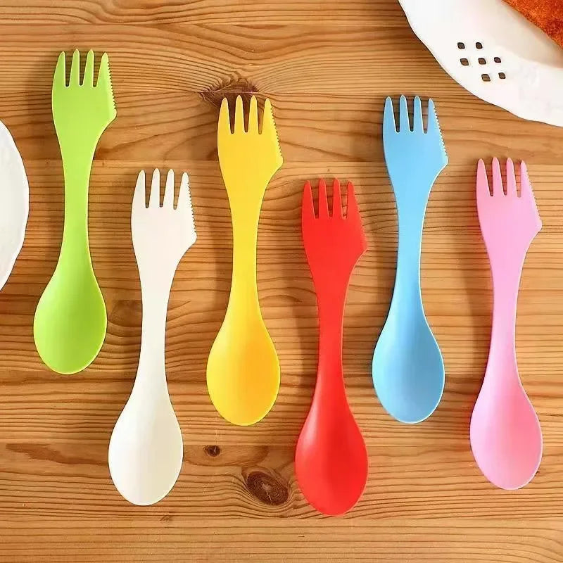 Afralia™ 6Pcs Outdoor Spork Set: Spoon, Fork, Cutter - Camping, Hiking, Picnic Utensils