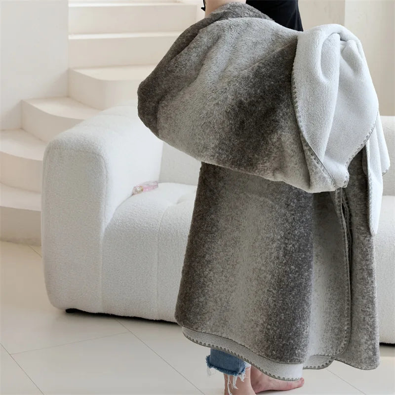 Afralia™ Plush Striped Nap Blanket - Luxury Soft Single Bed Sofa Comfort Blanket