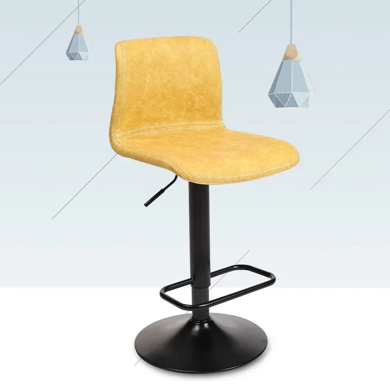 Afralia™ Nordic Minimalist High Stool with Backrest, Adjustable Height & Rotation for Kitchen & Bar