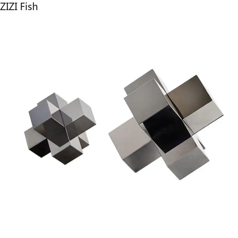 Afralia™ Cross Crystal Geometric Glass Sculpture Desk Decoration Frosted Square Statue