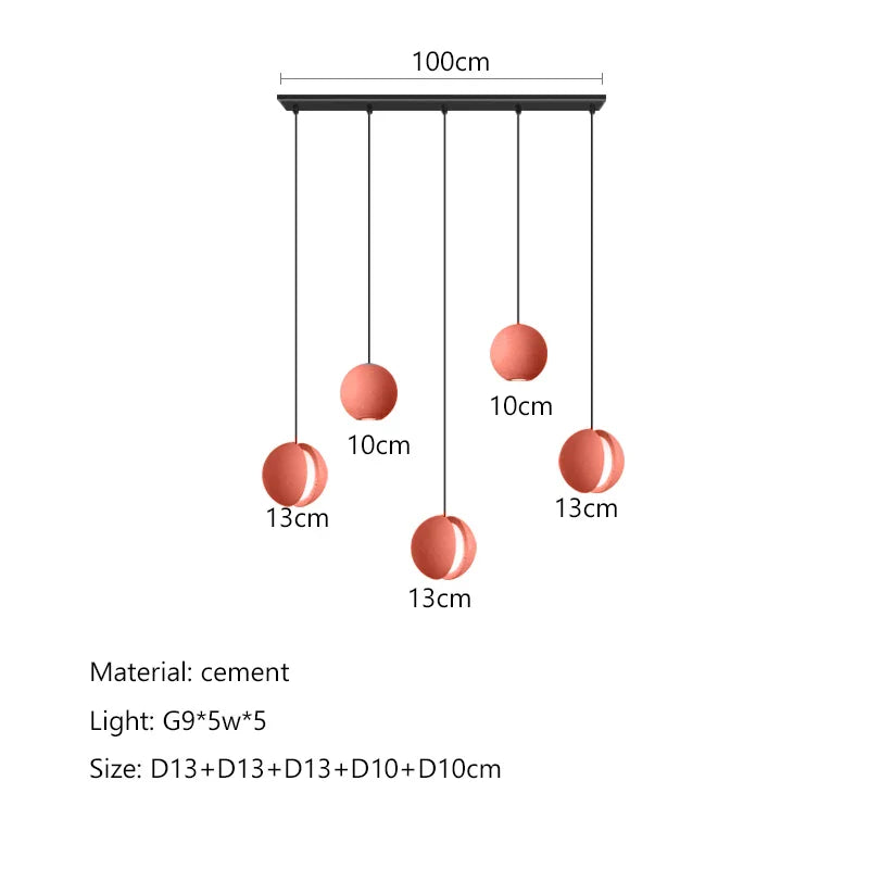 Afralia™ Cement Planet Chandelier Hanging Lamp for Dining Room & Bedroom