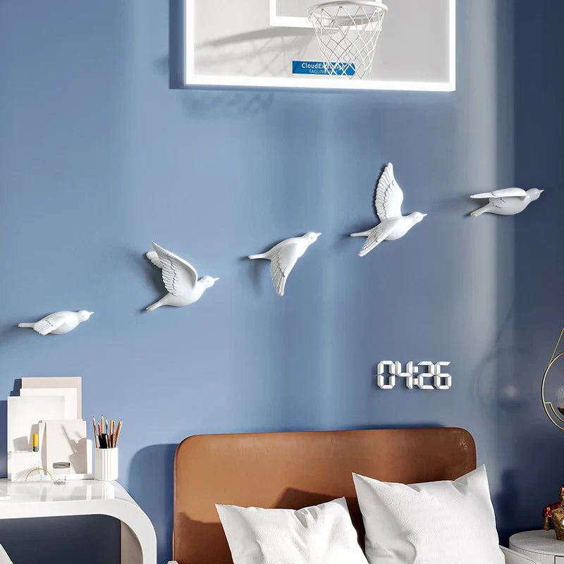 Afralia™ 3D Bird Resin Statue Wall Decor for Children's Room - Animal Figurine Ornament