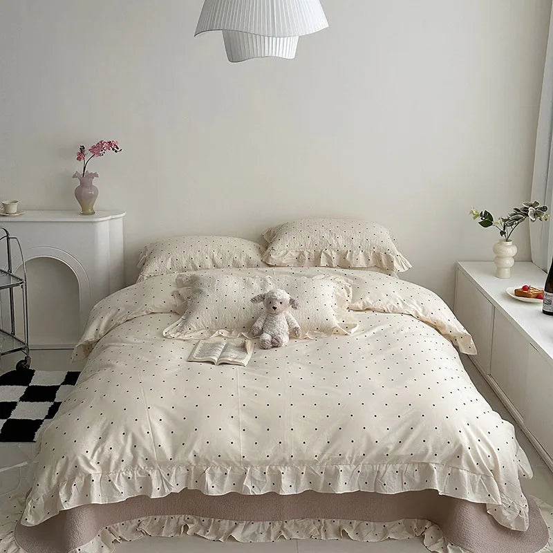 Afralia™ Korean Floral Lace Duvet Cover: Luxury Soft Quilt for Queen King, Breathable Home Decor