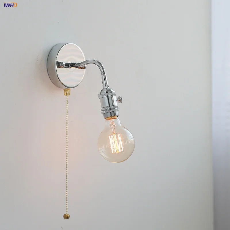 Afralia™ LED Wall Lamp Sconce with Pull Chain Switch and Flexible Arm