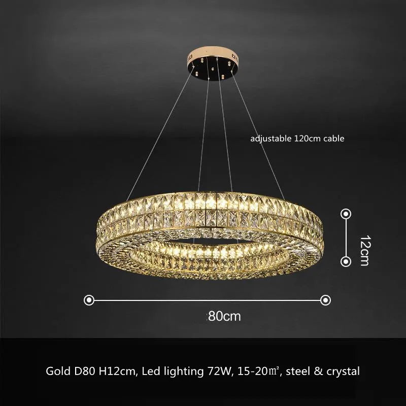 Afralia™ Crystal LED Pendant Light: Luxury Steel Hanging Lamp for Modern Foyer, Dining Room