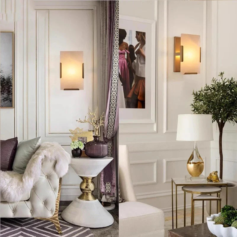 Afralia™ Copper Marble Wall Sconce LED Crystal Light Fixture Home Decor