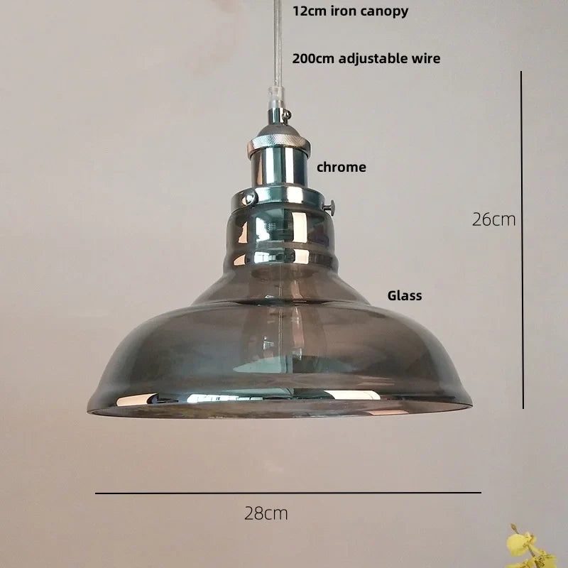 Afralia™ Vintage Copper LED Glass Pendant Lamp for Kitchen Coffee Restaurant Loft
