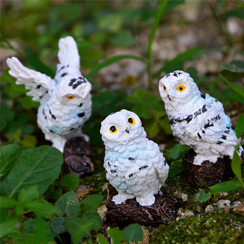 Afralia™ Owl Falcon Miniatures Set - Animal Resin Figurine for Home Decor & Garden Craft