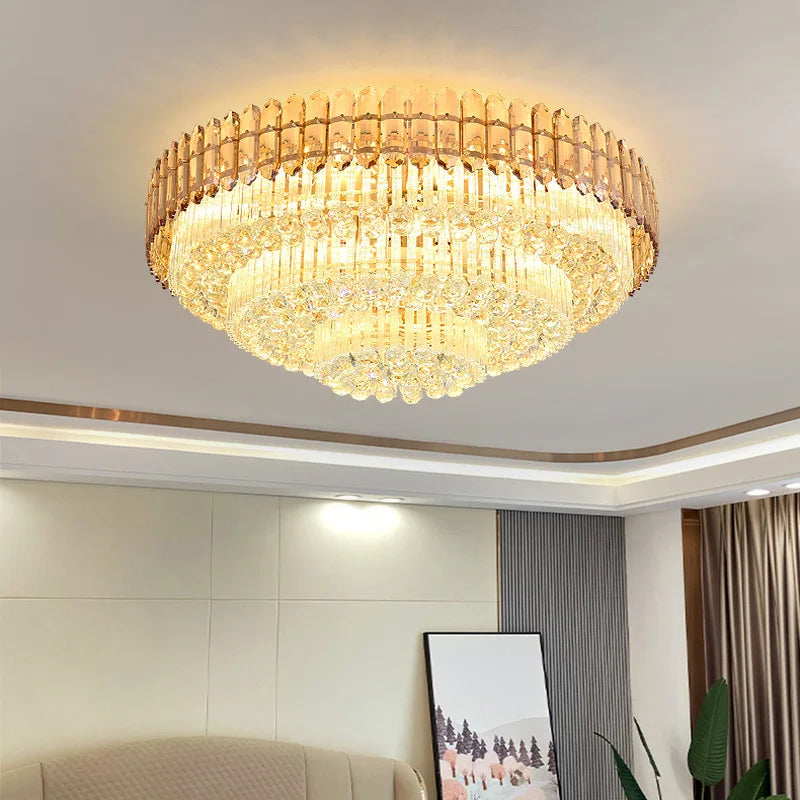 Afralia™ Amber Crystal Ceiling Lights: Modern Luxury for Living Room, Villa, Foyer