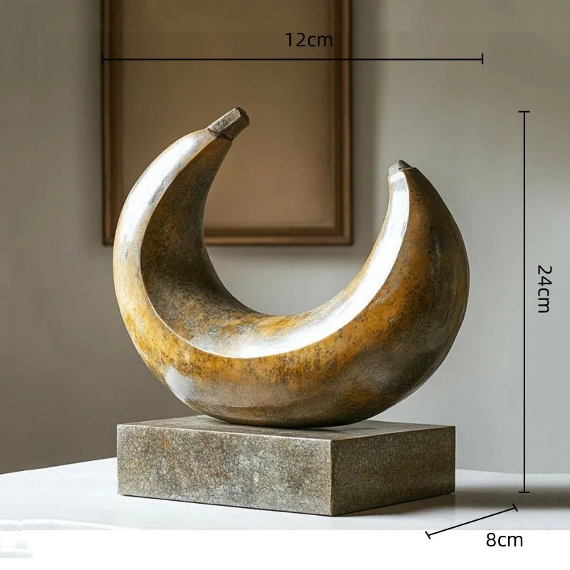 Afralia™ Golden Ring Abstract Resin Figurines, Home Decor, Geometric Design