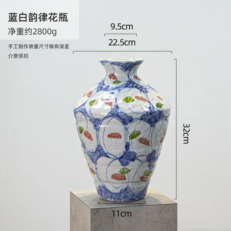 Afralia™ Ceramic Graffiti Vase Handcrafted Porcelain Floral Arrangement Home Decor