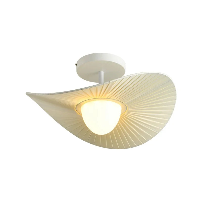 Afralia™ Nordic Beige Pleated Fabric LED Pendant Lights: Stylish Bar Droplight for Dining Room