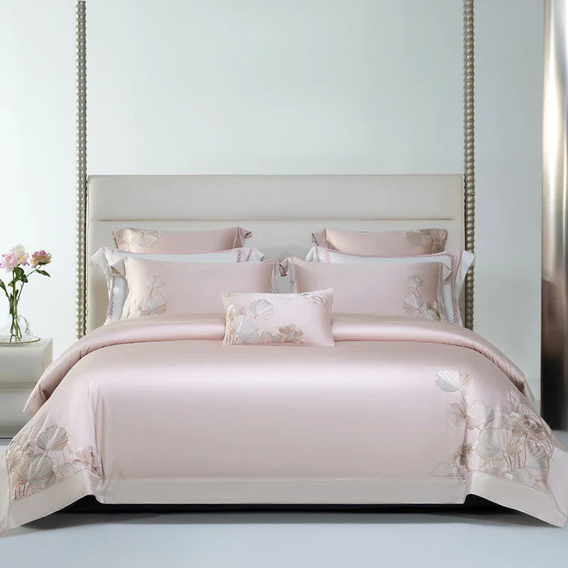 Afralia™ Cotton Flowers Embroidery Bedding Set with Soft Silky Finish