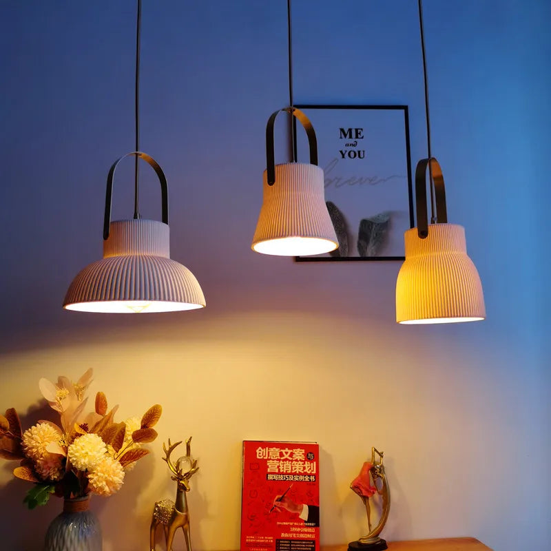 Afralia™ White Ceramic LED Pendant Light for Living Room Kitchen Bedroom